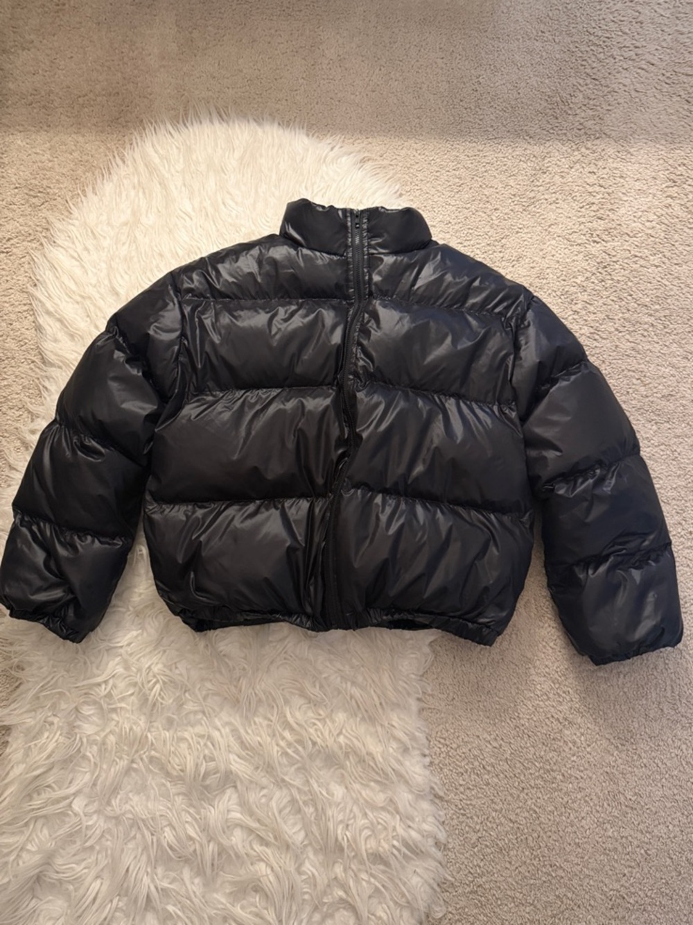 SHEIN Shiny Black Puffer Jacket Size 11-12 Y